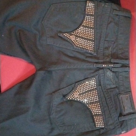Men's 36" Robin's Jeans Black w/Stones - Picture 1 of 3